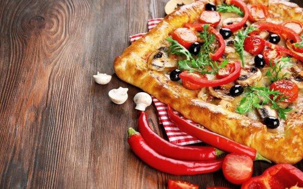 Food Pizza Still Life Pepper HD Wallpaper | Background Image