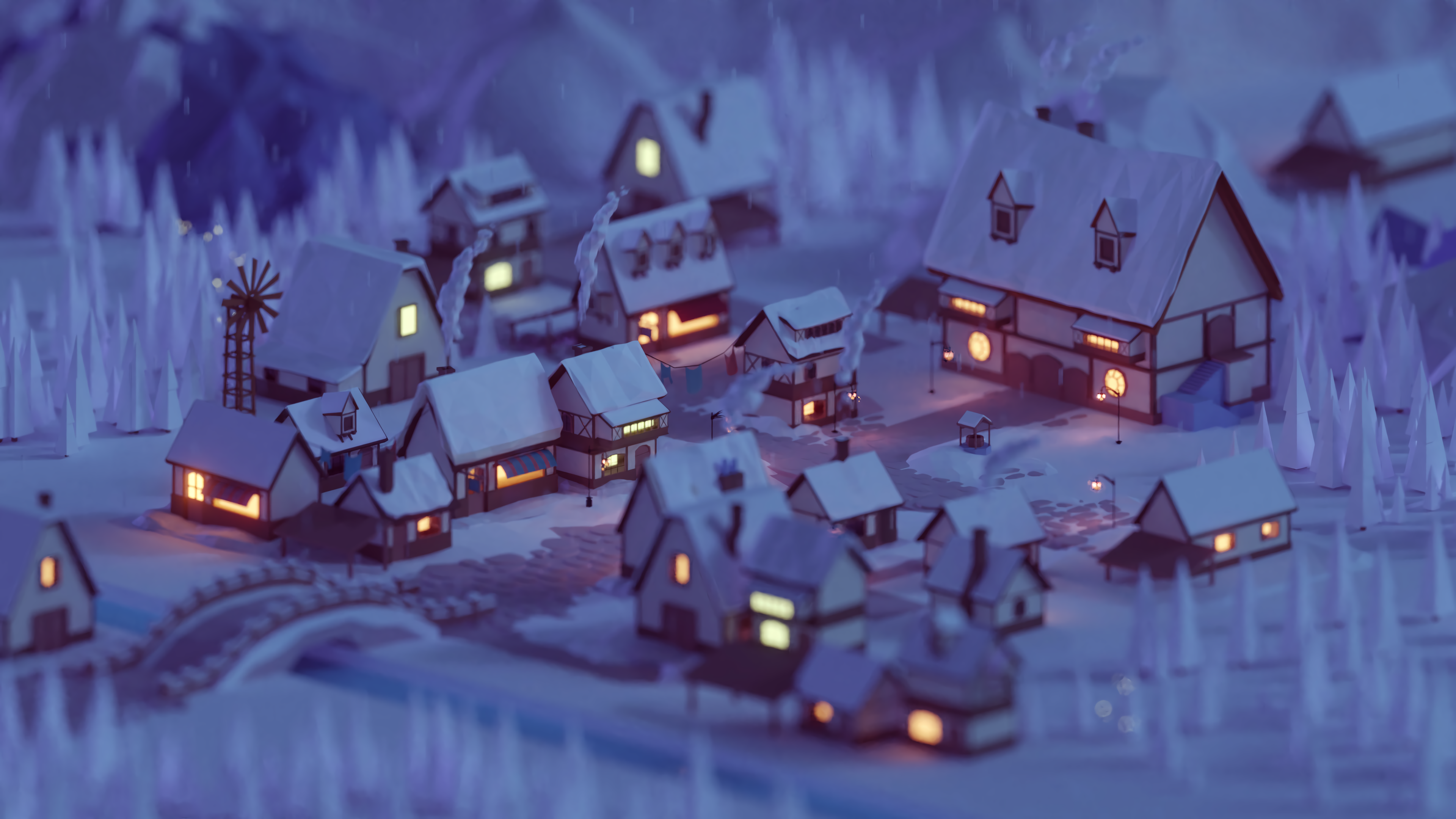 Low-Poly Winter Town by Mohamed Chahin