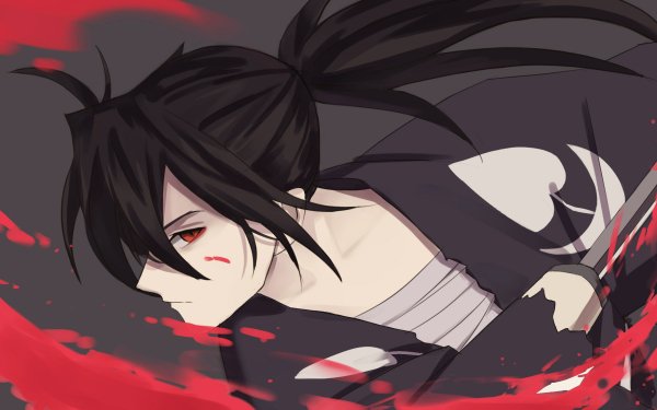 Anime Dororo Hyakkimaru Blood Black Hair Ponytail Long Hair Red Eyes HD Wallpaper | Background Image