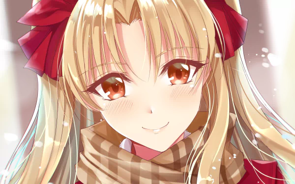 HD PC desktop wallpaper featuring Ereshkigal from Fate/Grand Order in vibrant anime style with warm lighting and detailed facial expression.