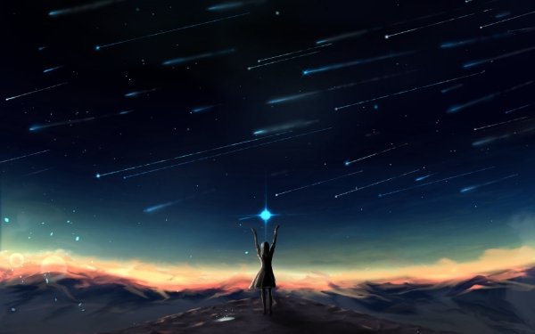 Fantasy Landscape Sky Shooting Star HD Wallpaper | Background Image