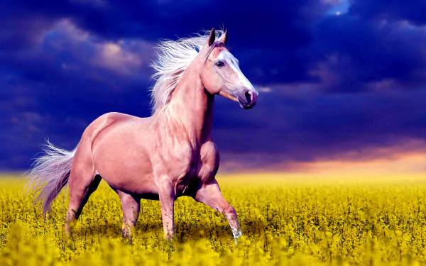  Palomino Horse in Canola Field