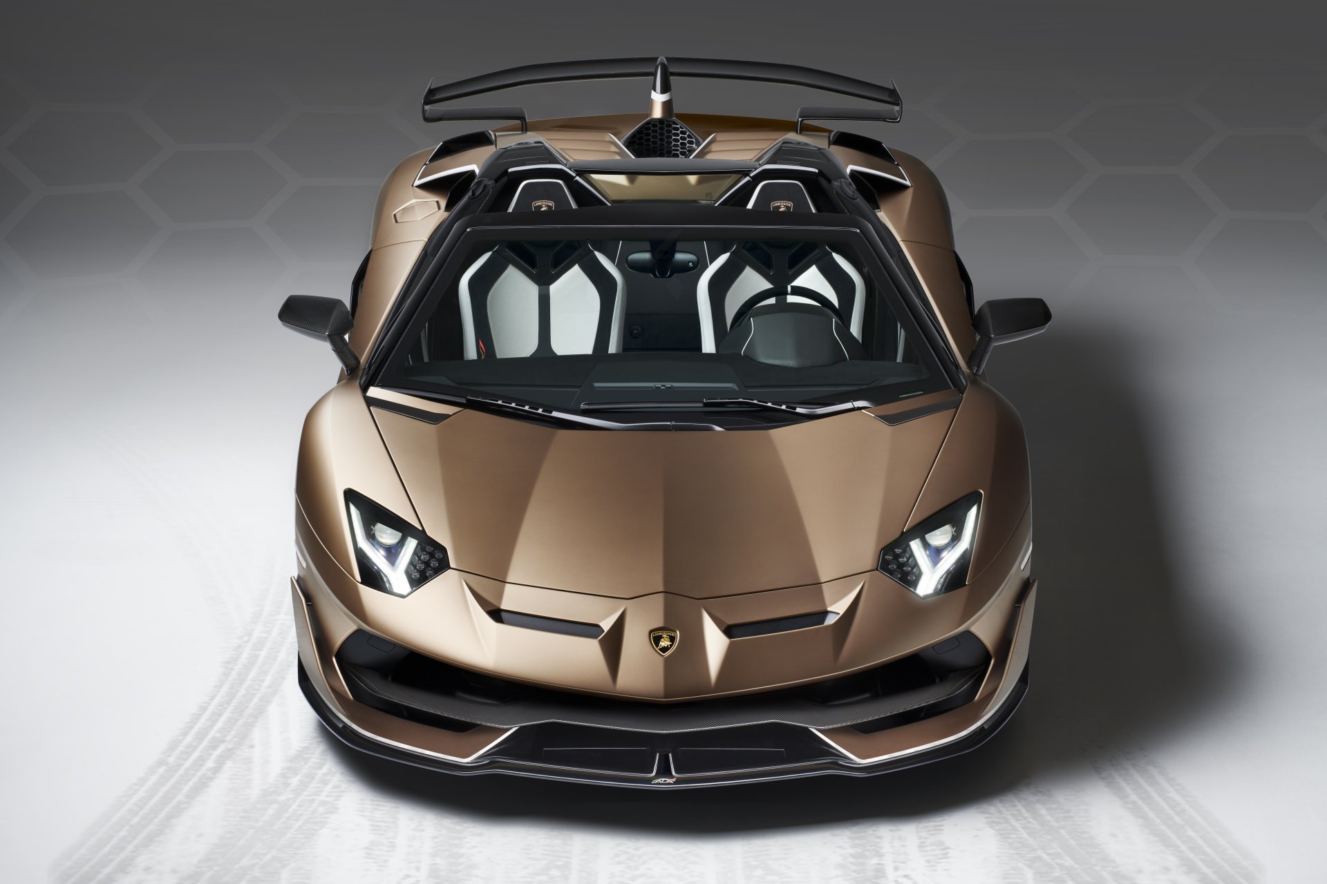 Download Brown Car Supercar Car Lamborghini Lamborghini Aventador Vehicle Lamborghini Aventador SVJ 8k Ultra HD Wallpaper