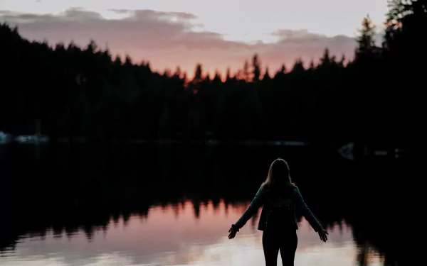 nature silhouette woman rear HD Desktop Wallpaper | Background Image