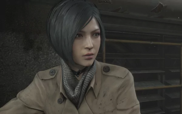 4K Ultra HD desktop wallpaper featuring Ada Wong from the video game Resident Evil 2 (2019), showcasing her in a detailed, atmospheric setting.