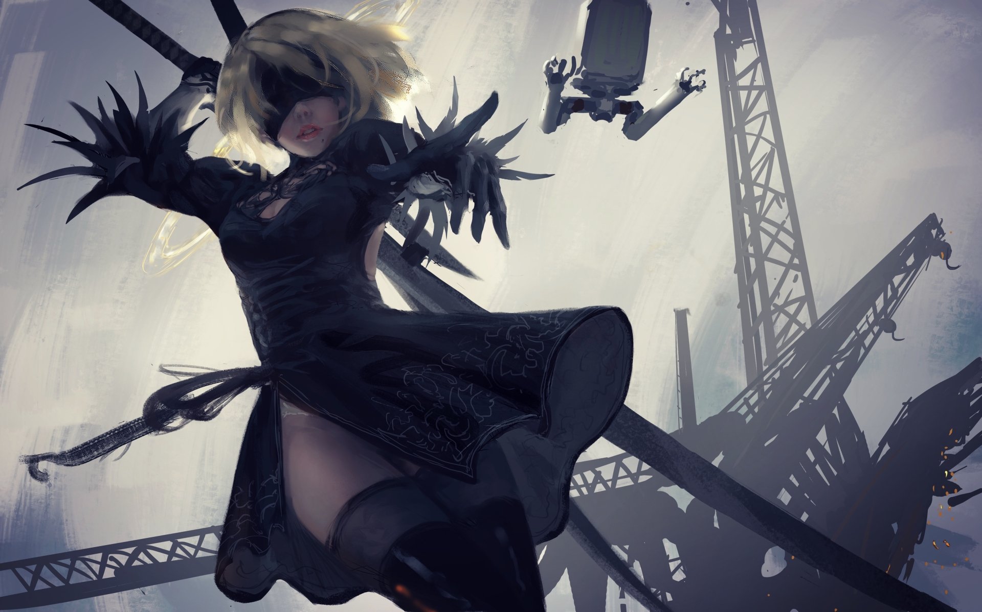 YoRHa No.2 Type B in Action - NieR: Automata 4K Ultra HD Wallpaper by ...