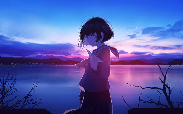 paper plane brown hair short hair Anime Original HD Desktop Wallpaper | Background Image