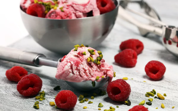 raspberry berry fruit still life food ice cream HD Desktop Wallpaper | Background Image